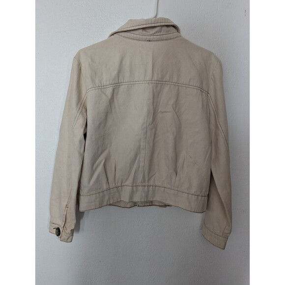 Free People Ivory Eisenhower Denim Jacket Size S Missing Button Some Stains - Picture 6 of 7